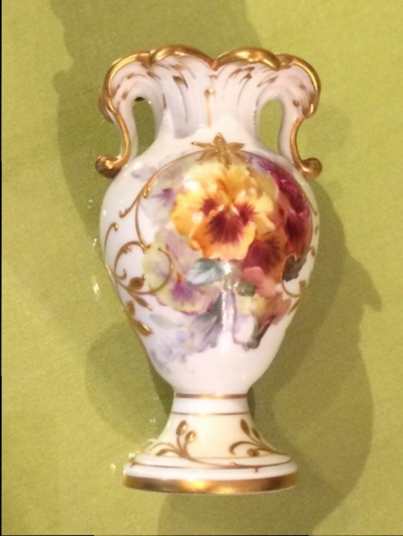 KPM Berlin Weichmalerei Vase, 1. Wahl mit Malereimarke, H.10 cm