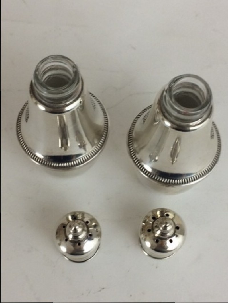 Sterling, Silber Salz&Pfeffer Streuer mit Glaseinsatz