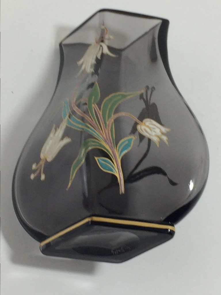 E. Gallè,  Jugendstil Vase mit Emailblumen-Dekor um 1890