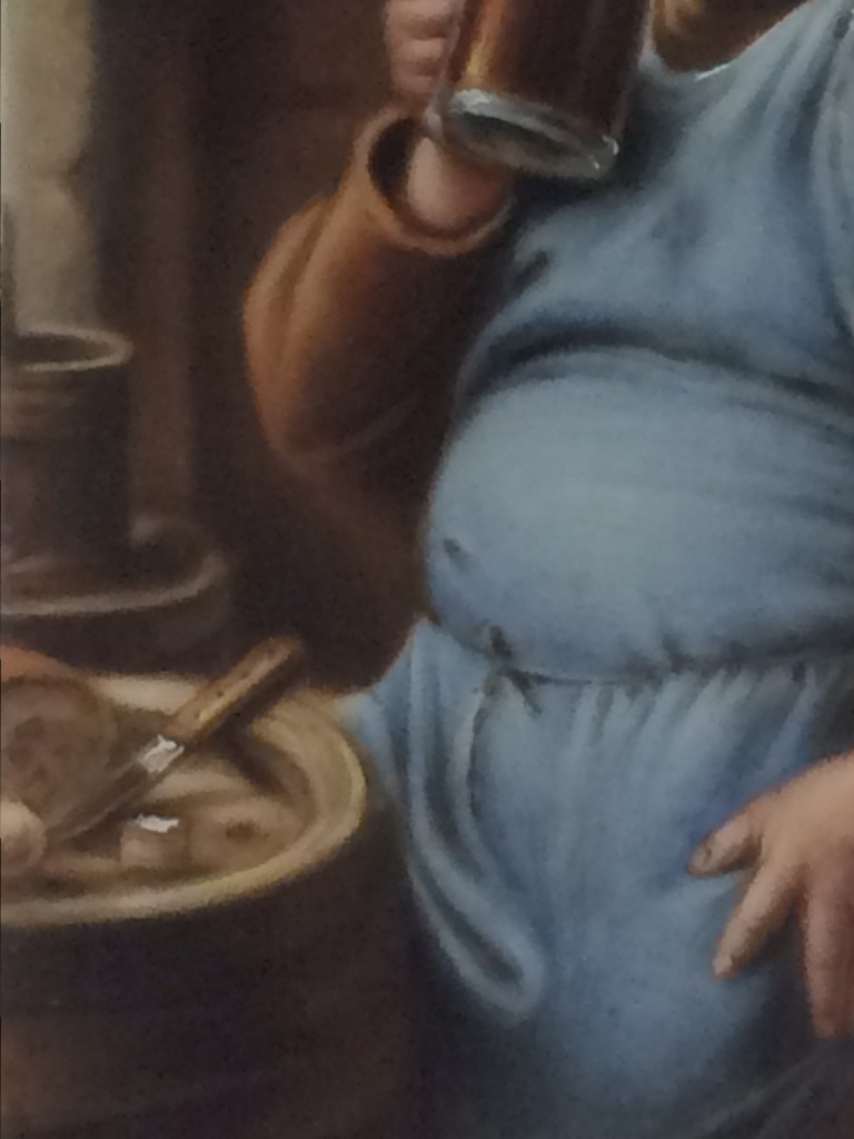 Porzellanbildplatte "Mönch beim Biergenuss", nach Eduard von Grützner