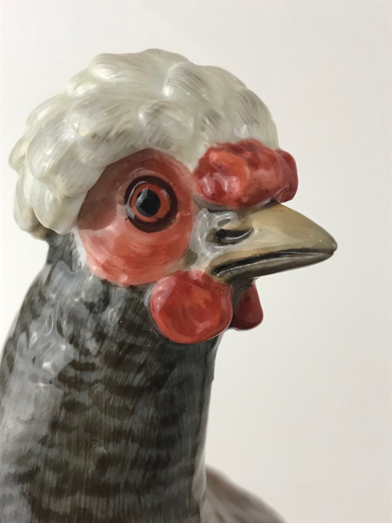 Meissen Vogelfigur Haubenhähne mit Ei", J.J. Kaendler
