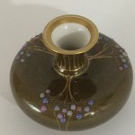 Jugendstil Vase, KPM Berlin, Emaimalerei, Reliefgold, marmorierte Laufglasur