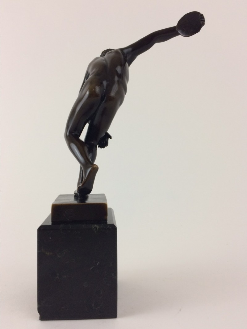 Kleine Bronzefigur &quot;Der Diskuswerfer&quot; Sabet Antiquitäten