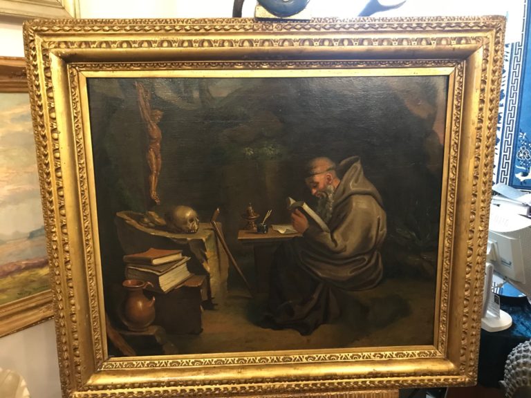 Öl auf Leinwand "Hl. Hieronymus in der Klause", Ölgemalde